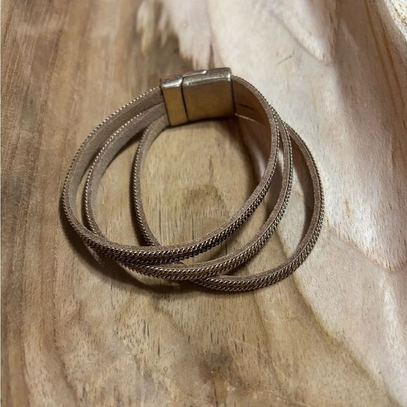 Urban Outfitters Leather Triple-Strand Bracelet Magnetic Close - Picture 1 of 3